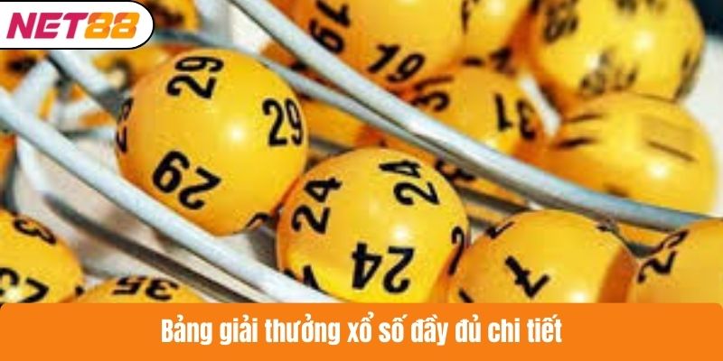 Bảng giải thưởng xổ số đầy đủ chi tiết